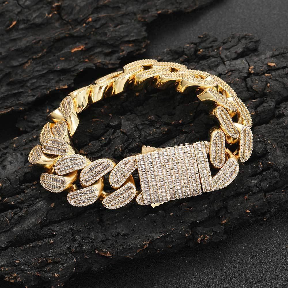20mm Iced Out Cuban Bracelet Mixed Zircon Rapper Style - CaratixJewelry